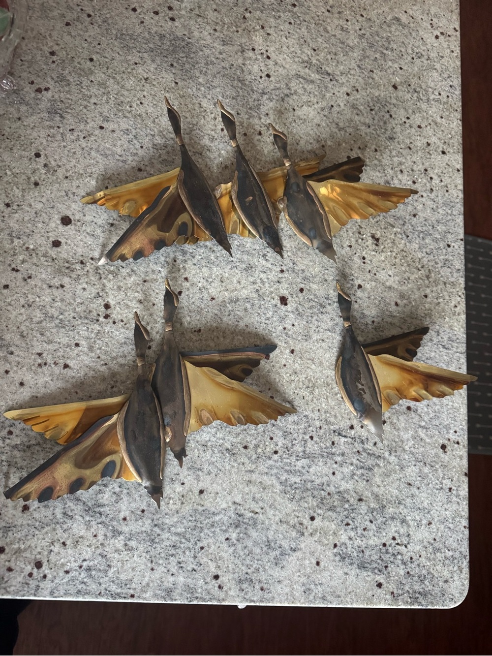 Metal Gold and Bronze Flying Geese Wall Decor Set